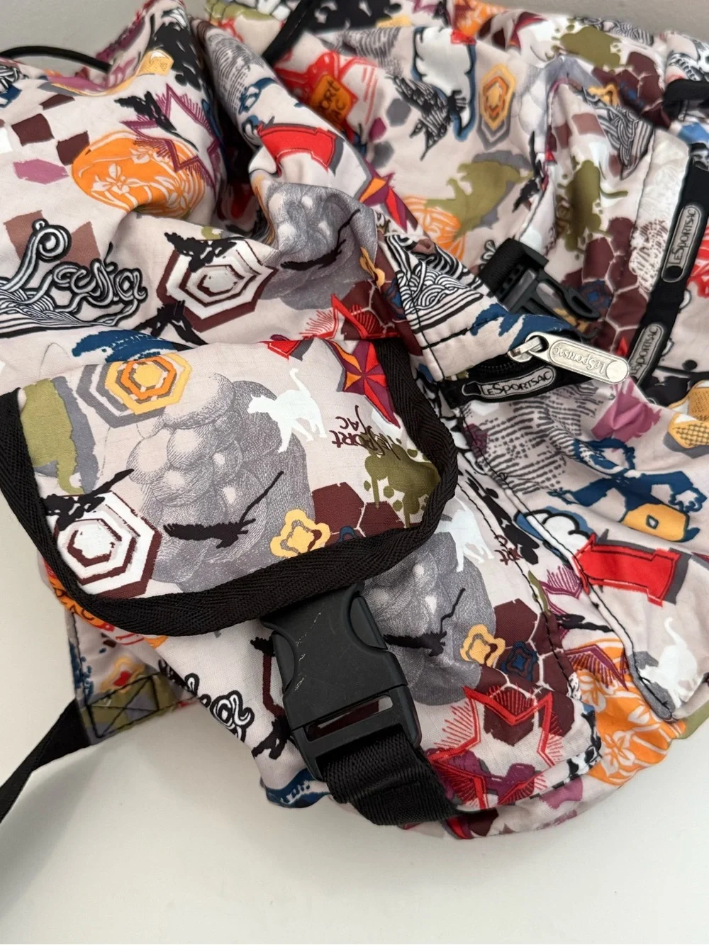 Lesportsac rare graffiti print y2K drawstring backpack